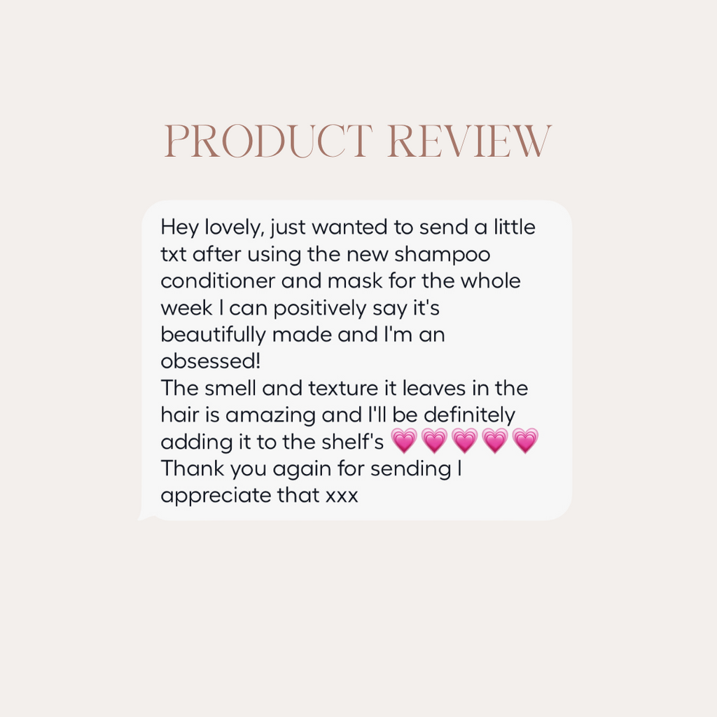 Product review of signature conditioner on white background