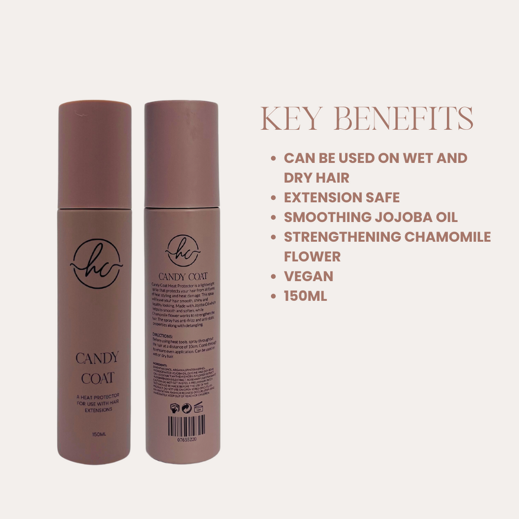 Candy Coat Heat Protector protects hair extensions