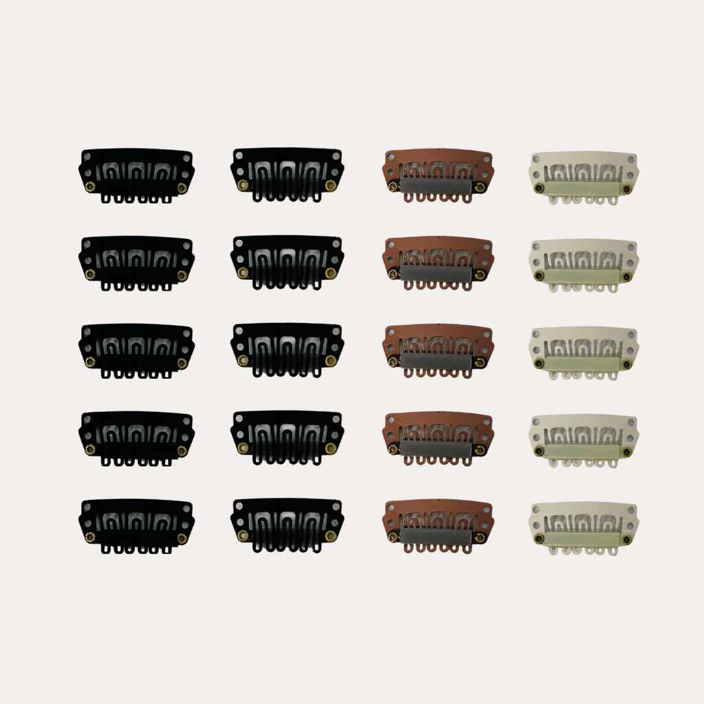 Color options for Hair Candy clip-in clips: black, light brown, dark brown, blonde