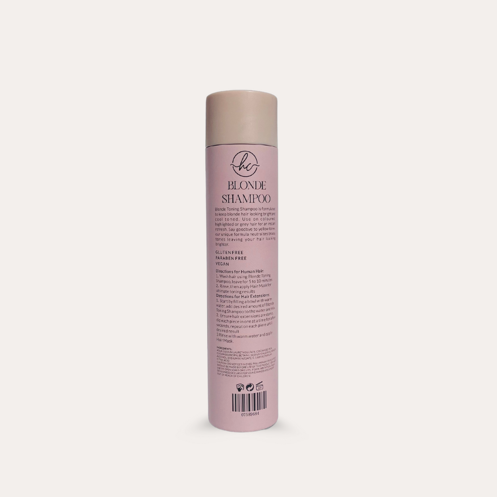 Hair Candy Blonde Shampoo back label with ingredients on white background