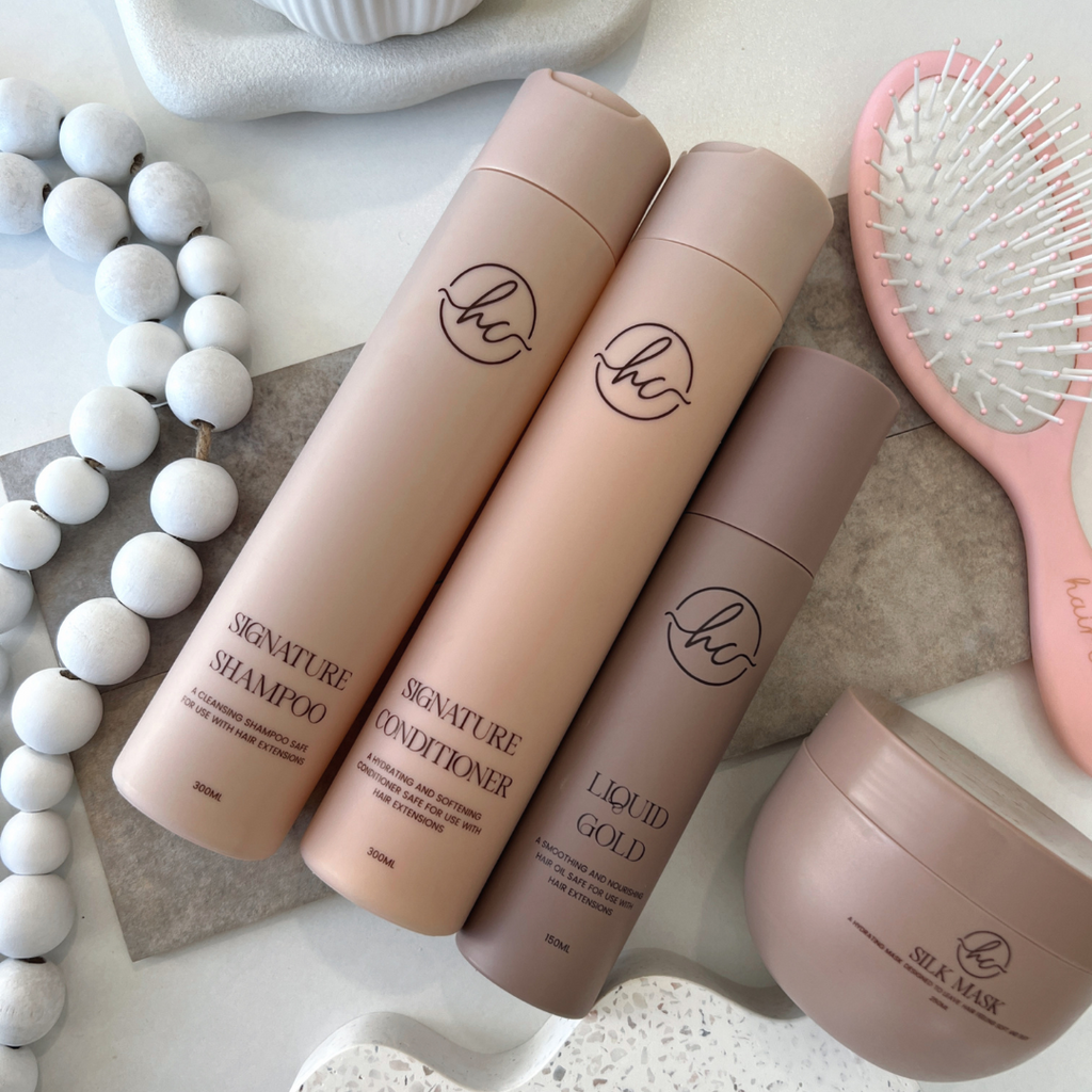 Signature Shampoo, Conditioner, Liquid Gold Oil and Silk Mask bundle