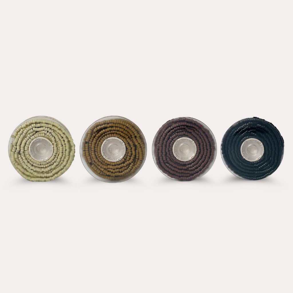 Colour options of pre-loaded micro beads (Black, Brown, Blonde)