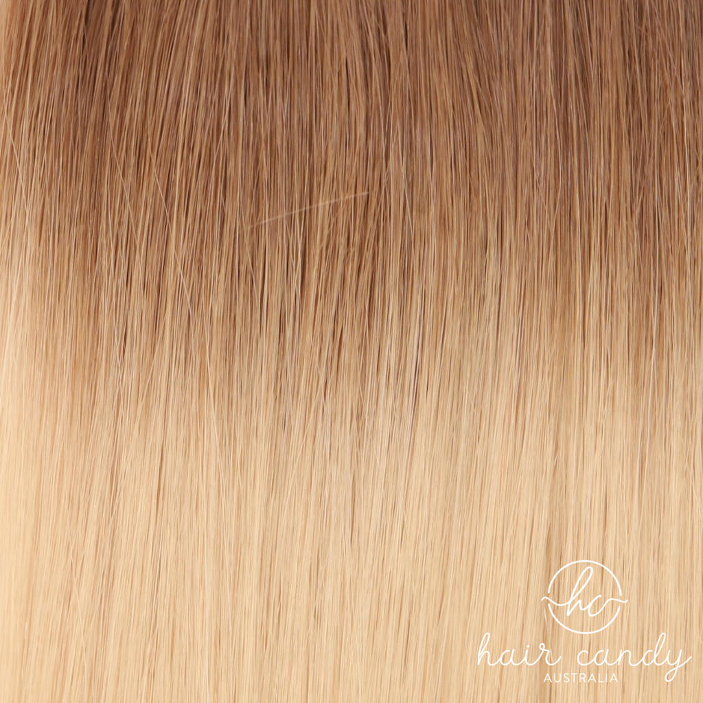 22" Classic Weft - #T8/60 Cheesecake Blonde Blend - Hair Candy Australia